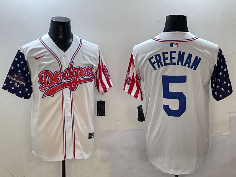 Men Los Angeles Dodgers #5 Freeman White a generation of national flags Joint name 2025 Nike MLB Jersey style 2